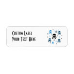 Cartoon Skulls Collage - Blue Custom Return Address Labels