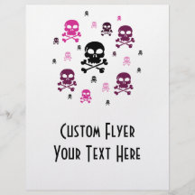 Cartoon Skulls Collage - Pink Full Color Flyer