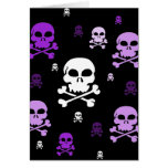 Cartoon Skulls Collage - Purple Greeting Card