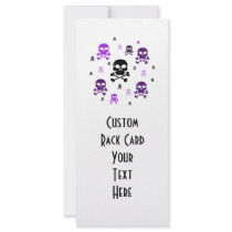 Cartoon Skulls Collage - Purple Customized Rack Card