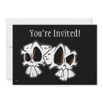 Cartoon Skulls Halloween Party Invitation