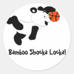 Cartoon Slam Dunking Panda Round Stickers