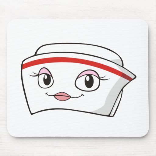 Cartoon Smiling Nurse Hats Mouse Pad