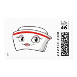 Cartoon Smiling Nurse Hats Postage Stamps