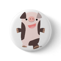 Cartoon Smiling Pig button badge by Lioness_Graphics Cartoon Smiling Pig button badge