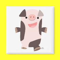 Cartoon Smiling Pig magnet