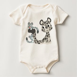 Cartoon Snow Leopard and Cubs Baby T-shirt shirt