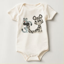 Cartoon Snow Leopard and Cubs Baby T-shirt