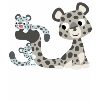 Cartoon Snow Leopard and Cubs Children T-shirt shirt