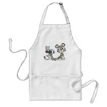 Cartoon Snow Leopard and Cubs Cooking Apron