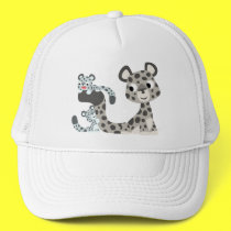 Cartoon Snow Leopard and Cubs Hat