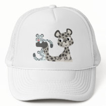 Cartoon Snow Leopard and Cubs Hat