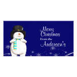 Cartoon Snowman Christmas Greetings Custom Photo Card