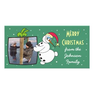 Cartoon Snowman Custom Christmas Photo Cards