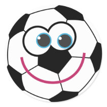 Cartoon Soccer Ball Round Sticker