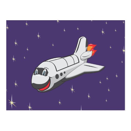 Cartoon Space Shuttle Postcard | Zazzle