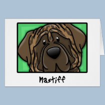 Cartoon Square Brindle Mastiff cards