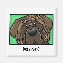 Cartoon Square Brindle Mastiff Magnets