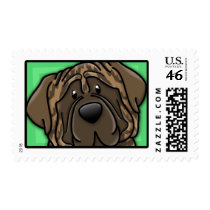 Cartoon Square Brindle Mastiff Stamp