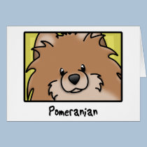 Cartoon Square Red Pomeranian cards