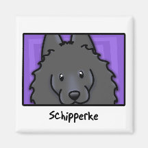 Cartoon Square Schipperke Fridge Magnet