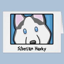 Cartoon Square Siberian Husky cards