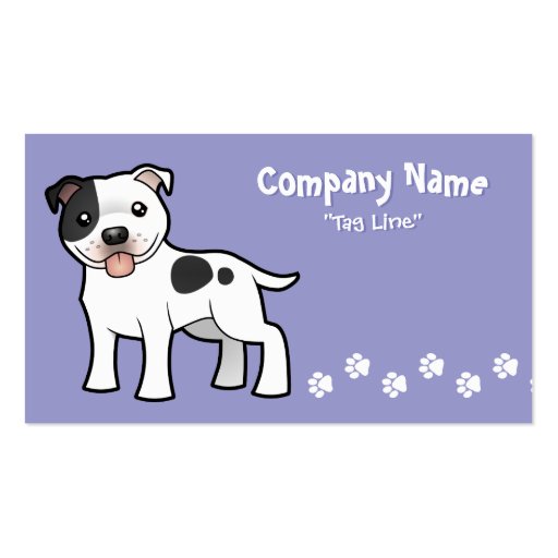Cartoon Staffordshire Bull Terrier Business Card Templates (front side)
