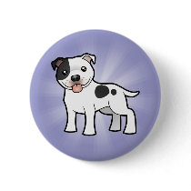 Cartoon Staffordshire Bull Terrier Pinback Button