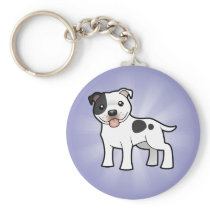Cartoon Staffordshire Bull Terrier Key Chains