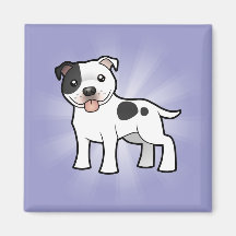 Cartoon Staffordshire Bull Terrier Refrigerator Magnets