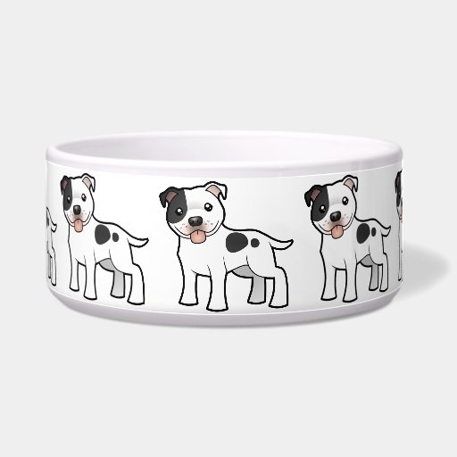 Cartoon Staffordshire Bull Terrier Dog Bowl