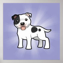 Cartoon Staffordshire Bull Terrier Poster
