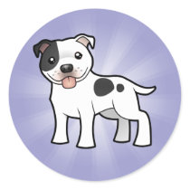 Cartoon Staffordshire Bull Terrier Round Sticker