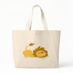 Cartoon Stretching Lion beach bag