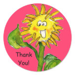 Cartoon Sunflower Thank You Stickers stickers