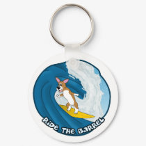 Cartoon Surfing Corgi Keychain by MenagerieMayhem Cartoon Surfing Corgi Keychain