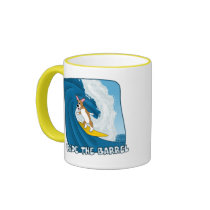 Cartoon Surfing Corgi Mug by MenagerieMayhem Cartoon Surfing Corgi Mug