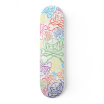 Cartoon Swede - Multicolor White Sketch 3 skateboards by angryassociates Cartoon Swede - Multicolor White Sketch 3 skateboards