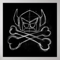 Cartoon Swede Sketch on black Print