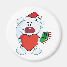 Cartoon teddy bear wearing a Santa hat Magnets
