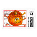 Cartoon Thanksgiving Pumpkin Postage: THANK YOU! postage by zooogle Cartoon Thanksgiving Pumpkin Postage: THANK YOU! postage