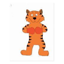 Cartoon Tiger Boxer Post Cards