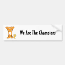 Cartoon Tiger Champion With Trophy Bumper Stickers