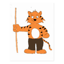 Cartoon Tiger With Pool Cue Post Cards