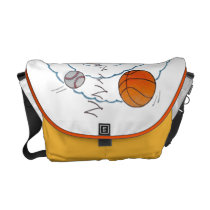 Cartoon toddler boy dreaming of sport's balls commuter bags