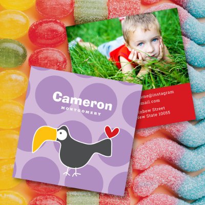 Cartoon Toucan Kid Fun Custom Photo Profile Card Business Card Templates by fatfatin_mini_me