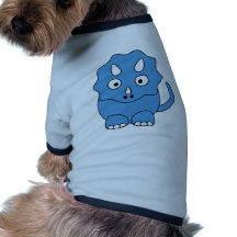 Cartoon Triceratops (blue) Doggie Shirt