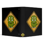 Cartoon Triceratops Warning Sign 3 Ring Binders