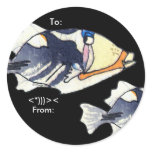 Cartoon Trigger Fish Personalized Labels stickers