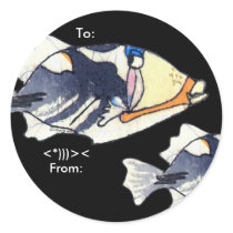 Cartoon Trigger Fish Personalized Labels stickers by lillyarts Cartoon Trigger Fish Personalized Labels stickers